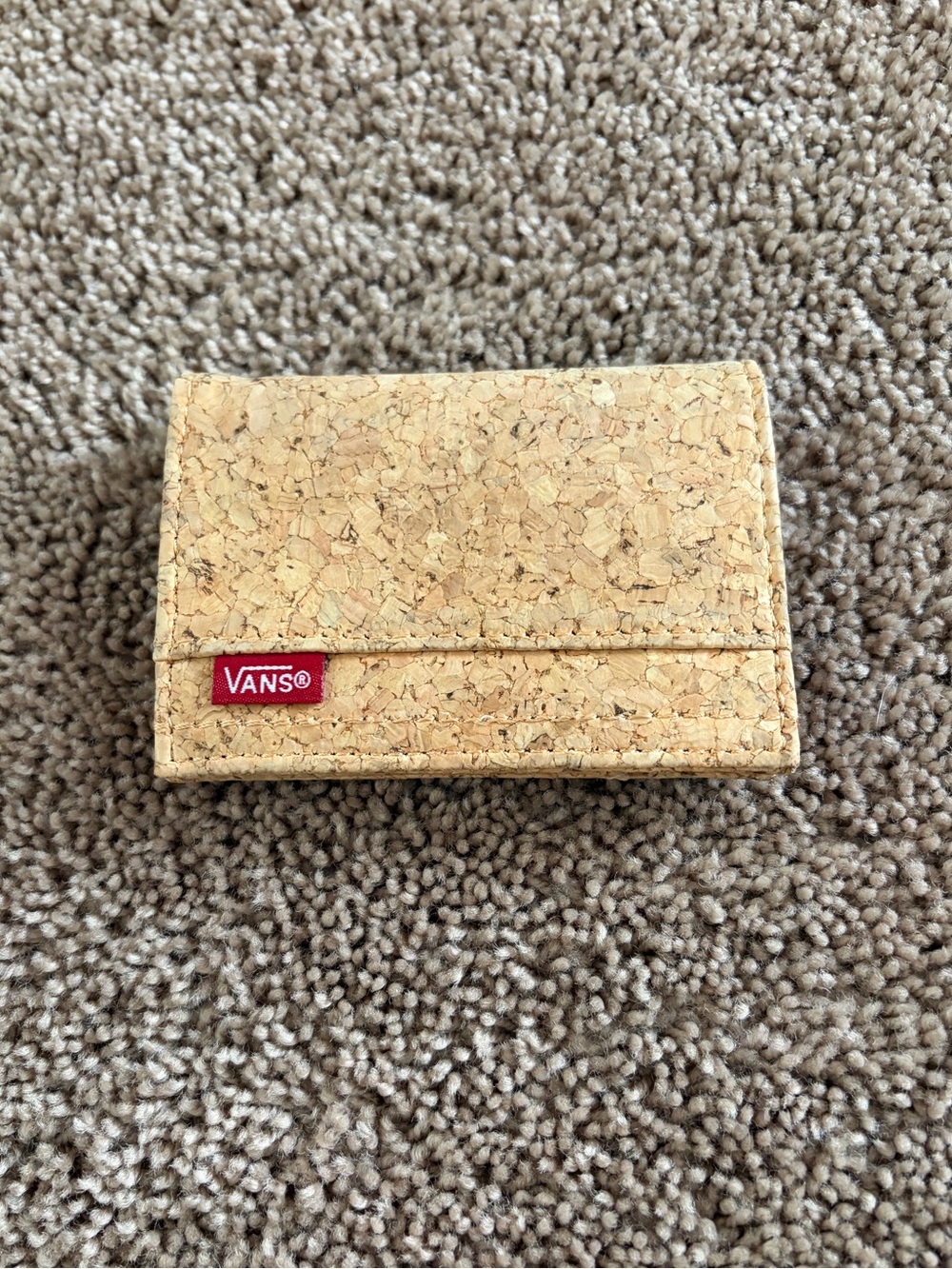 Vans Natural Cork Trifold Card Holder with Red Logo